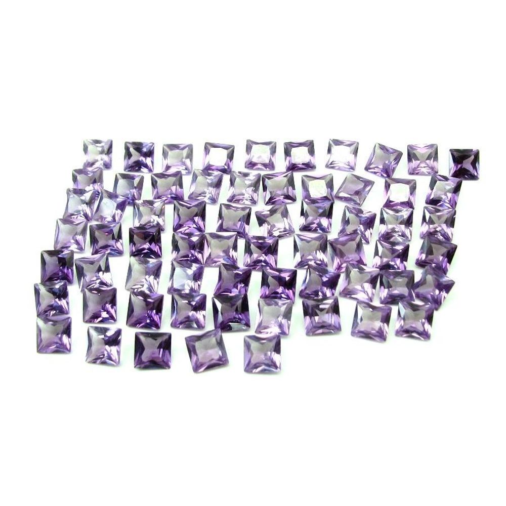 Fine-Quality-82Ct-65pc-Lot-Purple-Cubic-Zirconia-Square-Faceted-Gemstones