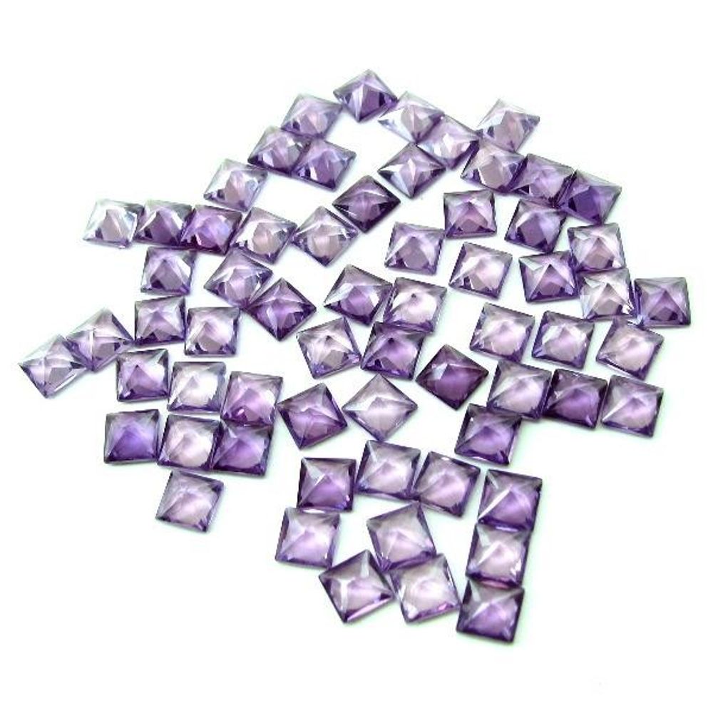 Fine Quality 82Ct 65pc Lot Purple Cubic Zirconia Square Faceted Gemstones