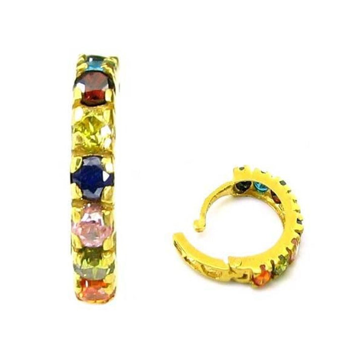 Fascinating-Solid-Casting-Multicolor-CZ-Piercing-Nose-Hinged-Hoop-Ring-14k-Yellow-Gold