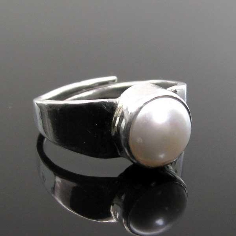 Round Shape Pearl Ring, Star Shape Mens Silver Ring, Mid Finger Silver Ring,  Bezel Set Pearl Ring, Gift for My Boyfriend, White Pearl Ring - Etsy
