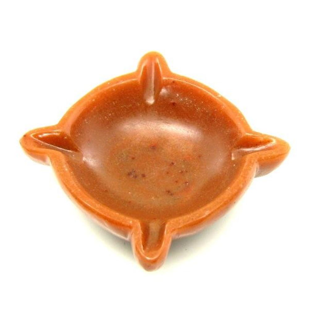 405.3Ct Orange Agate Gemstone Carved oil lamp diya deep