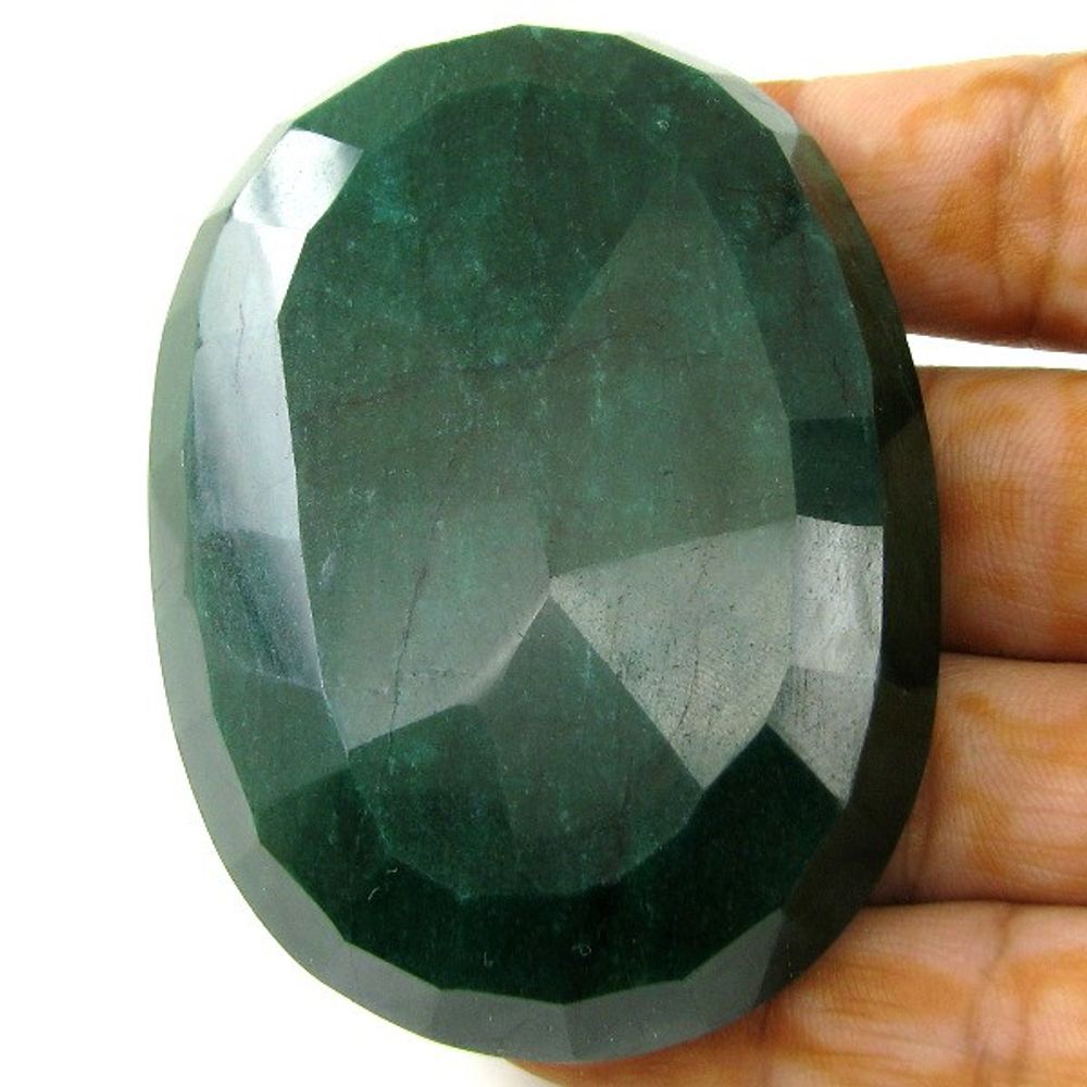 Huge 373.3Ct Natural Brazilian Green Emerald Oval Shape Faceted Gemstone