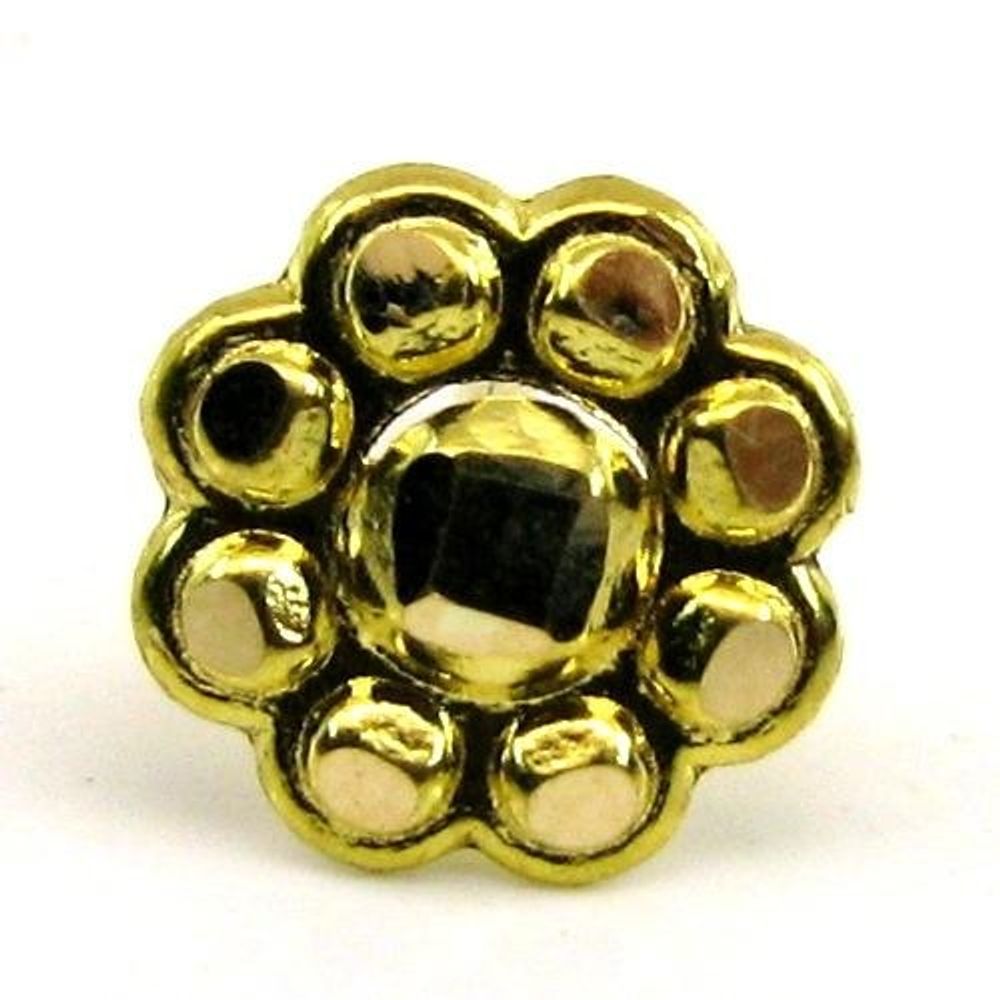 Indian-Style-Body-Piercing-Nose-Stud-Pin-Solid-Real-14k-Yellow-Gold
