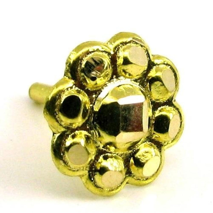 Indian Style Body Piercing Nose Stud Pin Solid Real 14k Yellow Gold