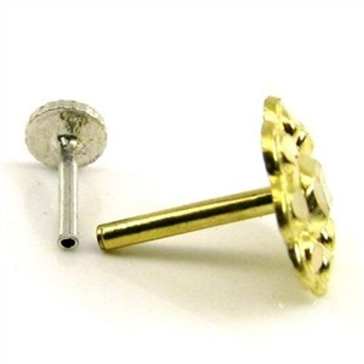 Indian Style Body Piercing Nose Stud Pin Solid Real 14k Yellow Gold