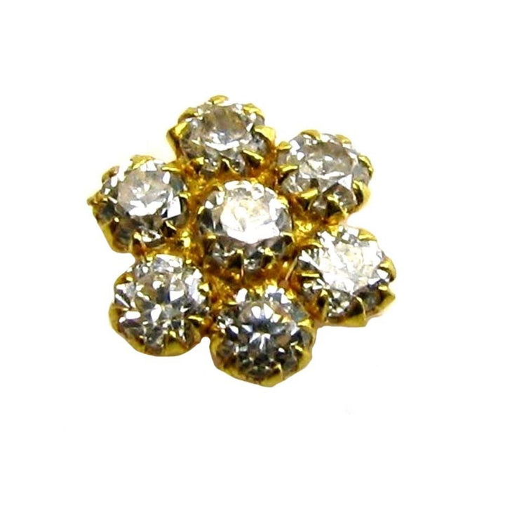 Indian-Style-White-CZ-Body-Piercing-Jewelry-Nose-stud-Pin-Solid-Real-14k-Yellow-Gold