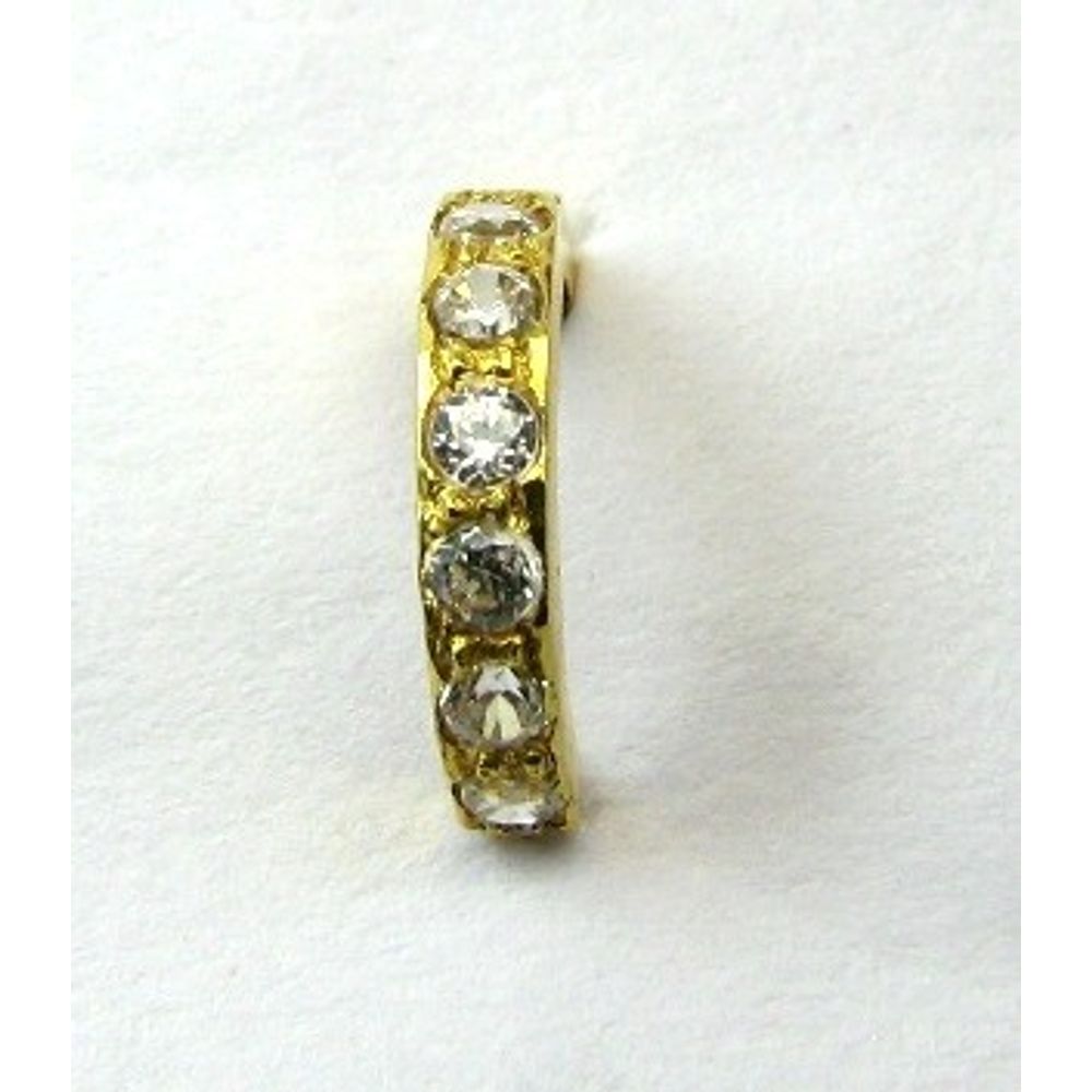 Tiny 3 Stone Real Gold 14K Nose stud White CZ Indian Style nose ring Push  Pin | eBay