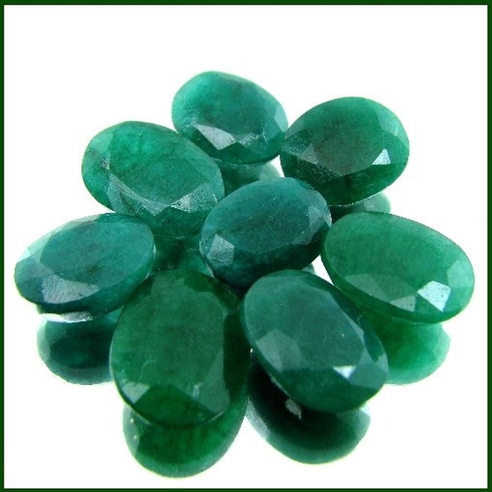 40Ct-8pc-Lot-Green-Natural-Emerald-Brazil-Oval-Faceted-Gemstones