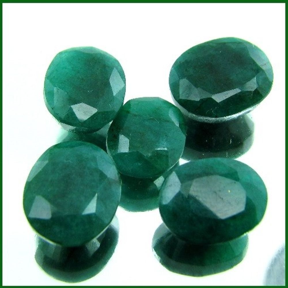 26.9Ct-5pc-LOT-GREEN-NATURAL-EMERALD-BRAZIL-OVAL-FACETED-GEMSTONES
