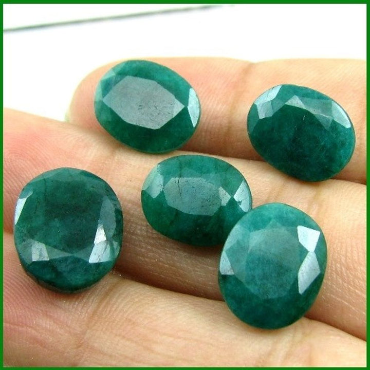 26.9Ct 5pc LOT GREEN NATURAL EMERALD BRAZIL OVAL FACETED GEMSTONES