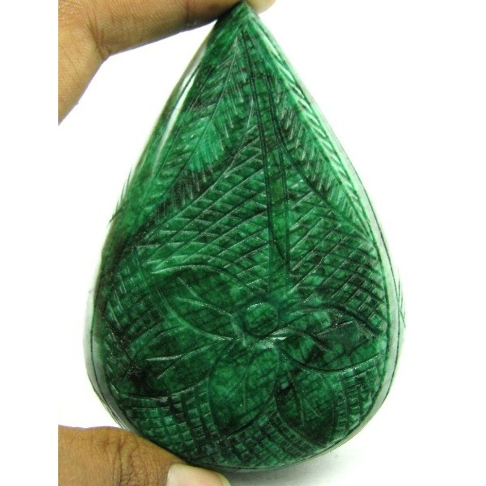 1596Cts-Rare-Huge-Collectible-Hand-Carved-Quality-Natural-GREEN-Emerald-Gemstone