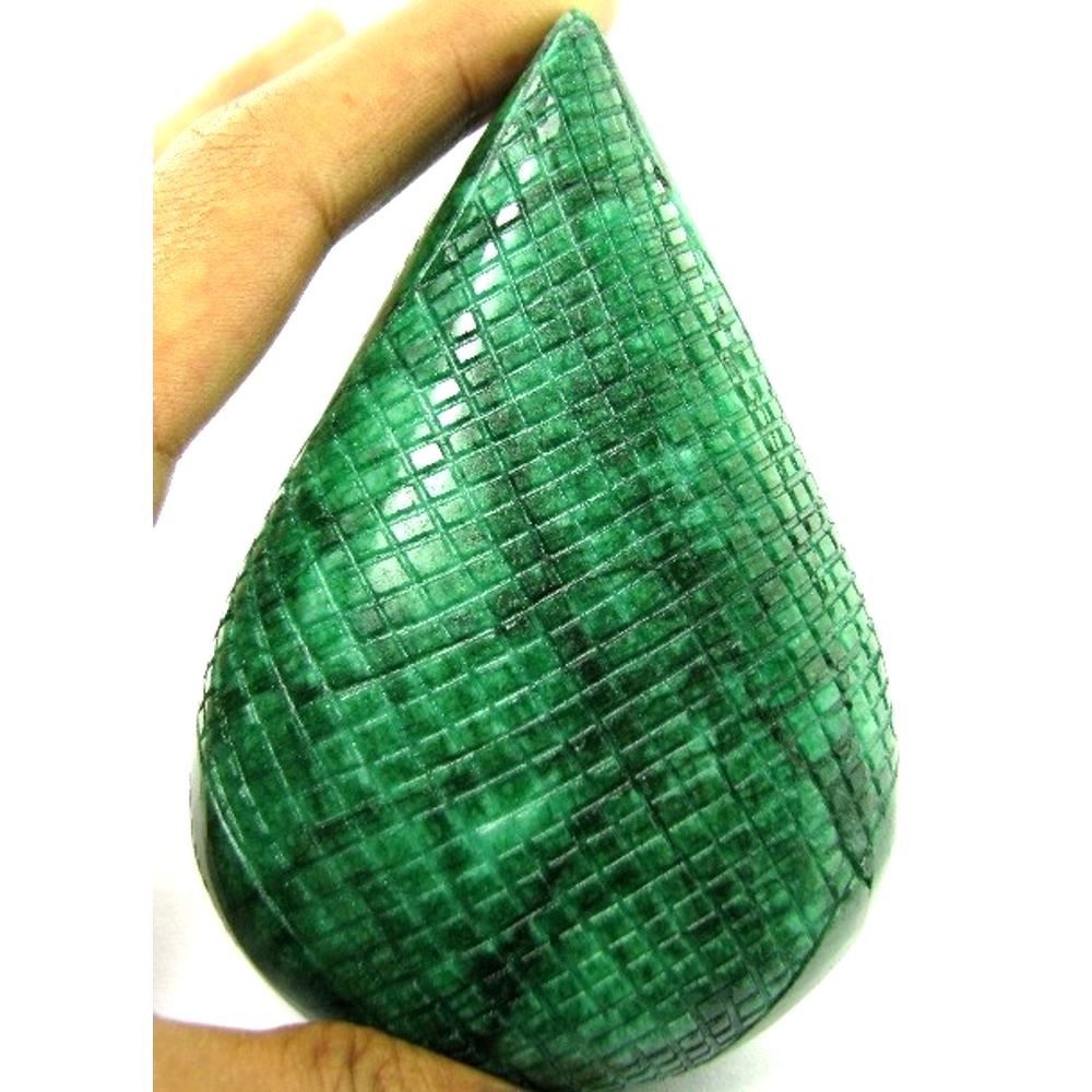 1475Cts Rare Huge Collectible Hand Carved Quality Natural Green Emerald Gemstone
