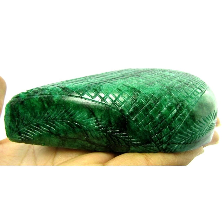 1475Cts Rare Huge Collectible Hand Carved Quality Natural Green Emerald Gemstone