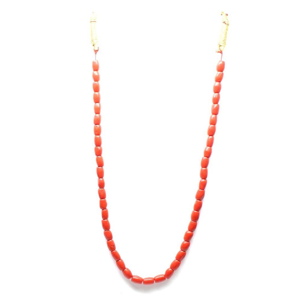 Red Coral replica Beads drum shape Single line 15&quot; Necklace Mala