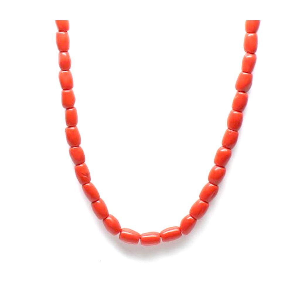 Red Coral replica Beads drum shape Single line 15&quot; Necklace Mala