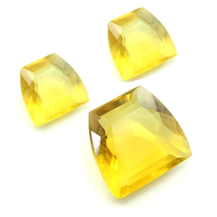3pc Set for Pendant Earrings jewelry Synthetic Glass Cut Stones Sapphire yellow