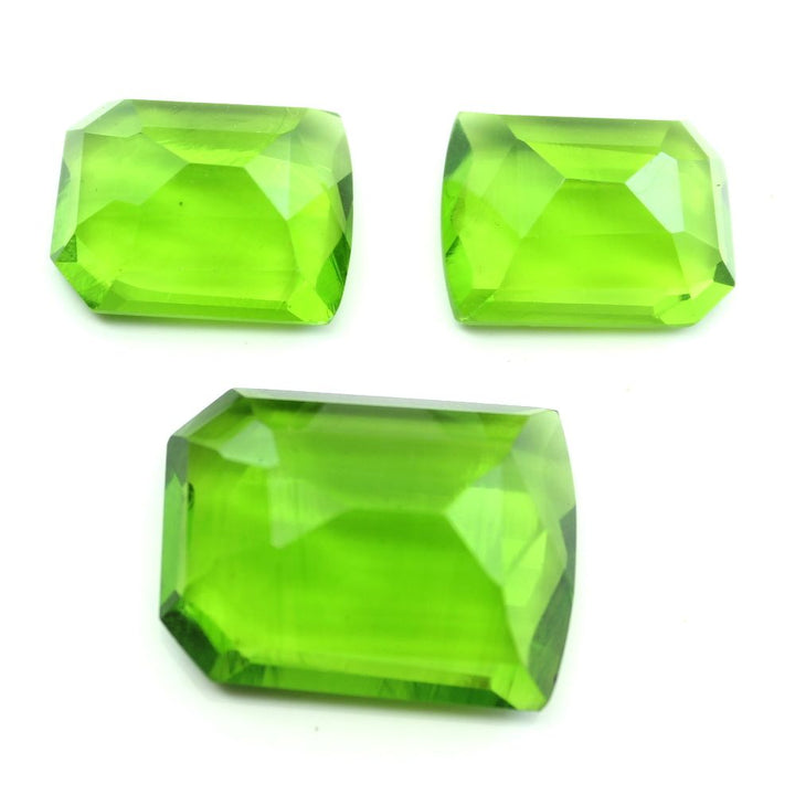 3pc Set for Pendant Earrings Synthetic Glass Cut Stones Green