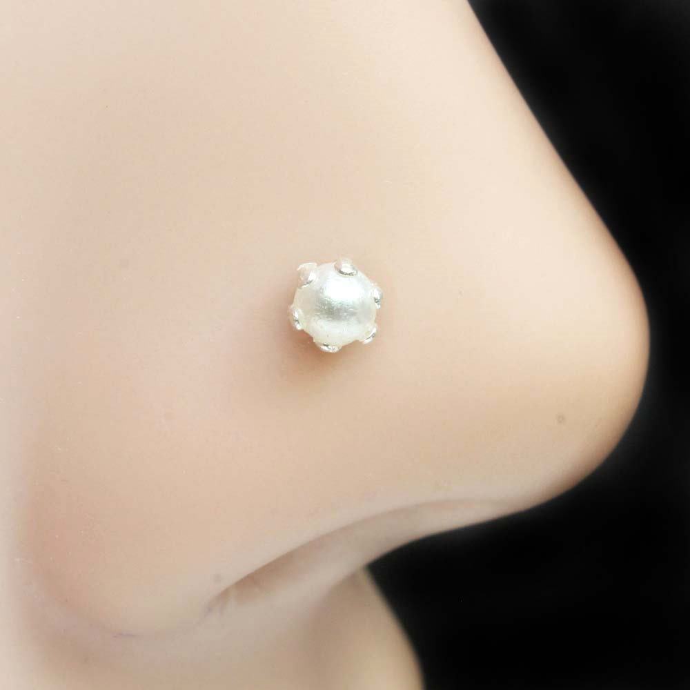 Real pearl nose ring for girls . Order online from the best indian jewelry brand- Karizma Jewels