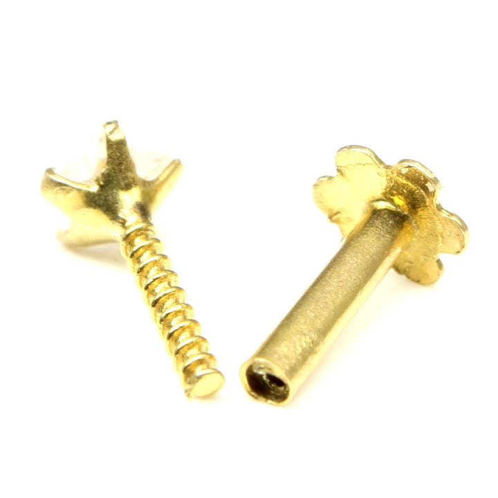 Tiny star nose stud with screw back . BUY at best price from Karizma Jewels in India