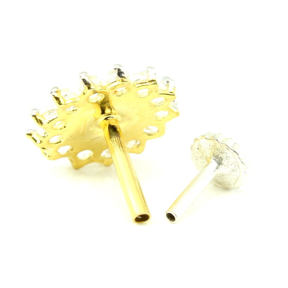 Real Gold Nose pin for women with push pin