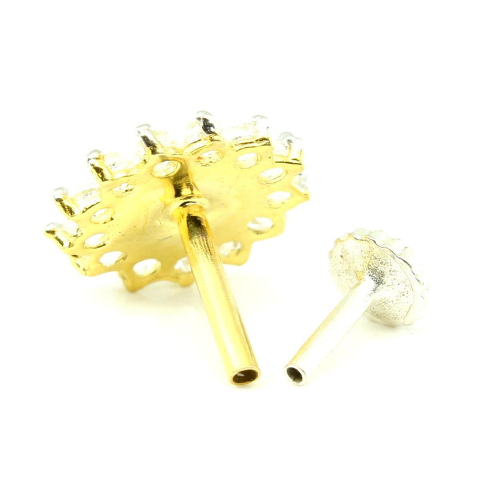 Real Gold Nose pin for women with push pin