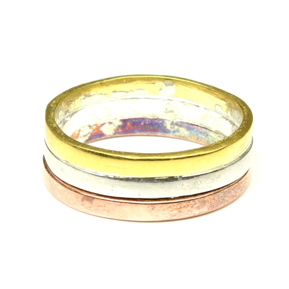 Wedding band made with 18k gold and sterling silver - boho ring design