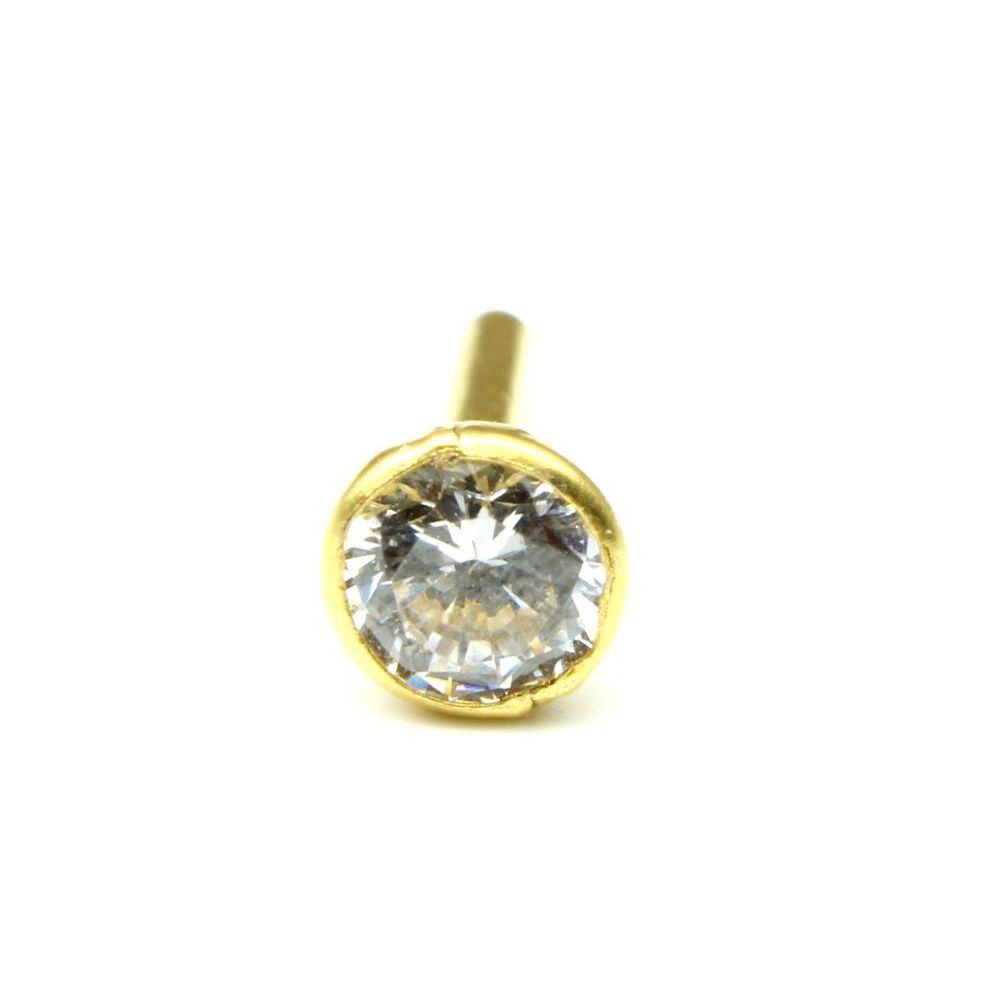 Single stone CZ Piercing Nose Stud Nose Pin Solid 14k Yellow Gold