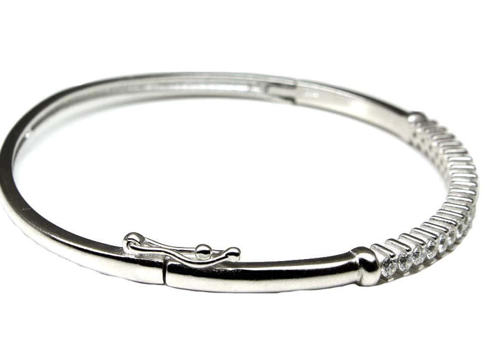 925 Sterling Silver Bangle Bracelet CZ open-able