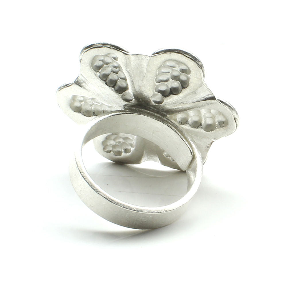 Wild flower tribe textured Fine Real 925 Sterling Silver Ring adjustable-1