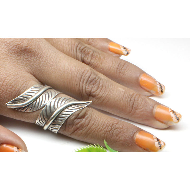 Leaf-wrap-ethnic-textured-Pure-925-Sterling-Silver-wrap-ladies-Ring-adjustable