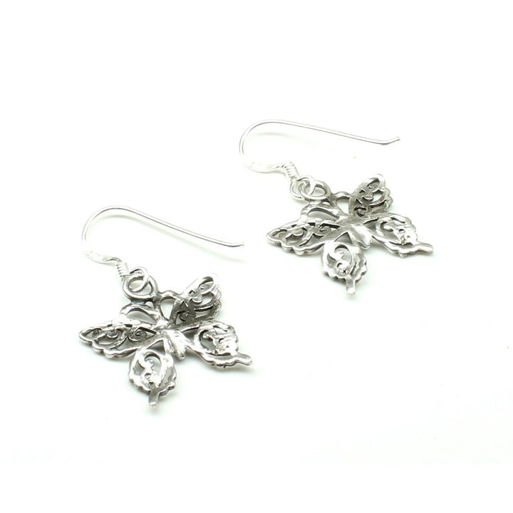 Butterfly Oxidized dangle 925 Sterling Silver fish hook Earrings