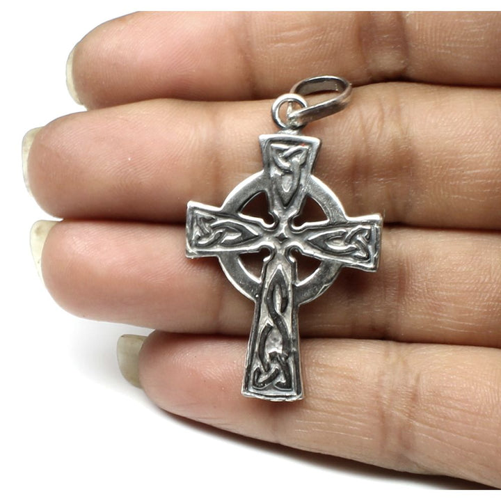 Jesus Cross Sleeve 925 Sterling Silver religious God Pendant