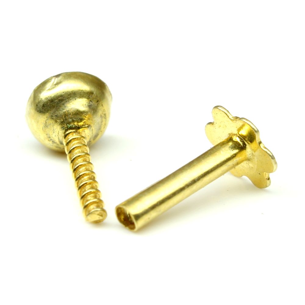 Real Gold Nose stud in 14k with Screw Back 