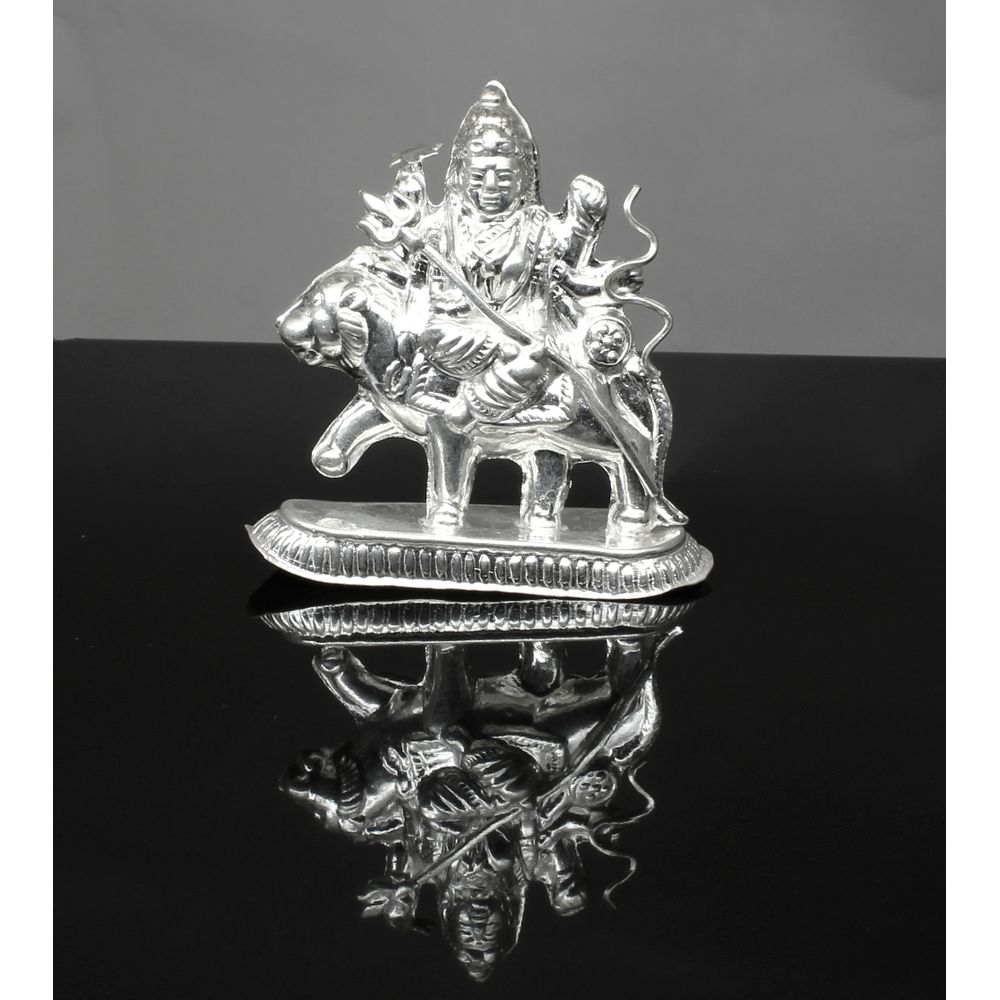Pure Silver Hollow Durga Mata Sheron wali Statue Murti