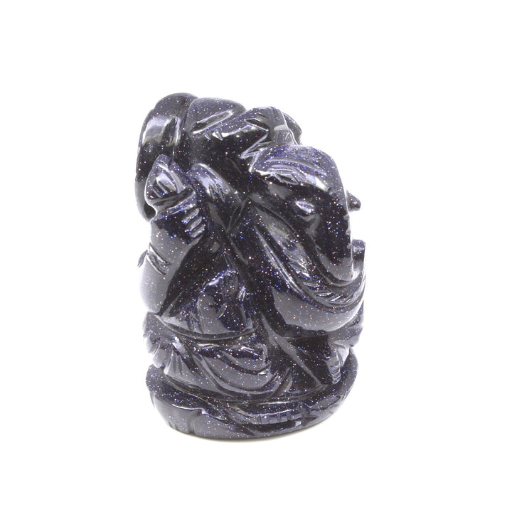 261Ct Ganesha Statue Sunstone Blue Carving Prosperityr Luck Sculpture Art