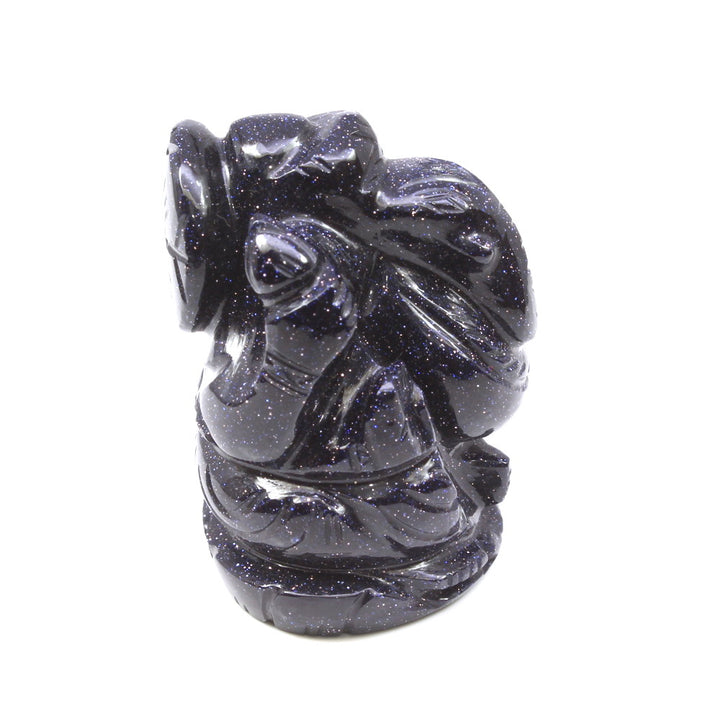 261Ct Ganesha Statue Sunstone Blue Carving Prosperityr Luck Sculpture Art