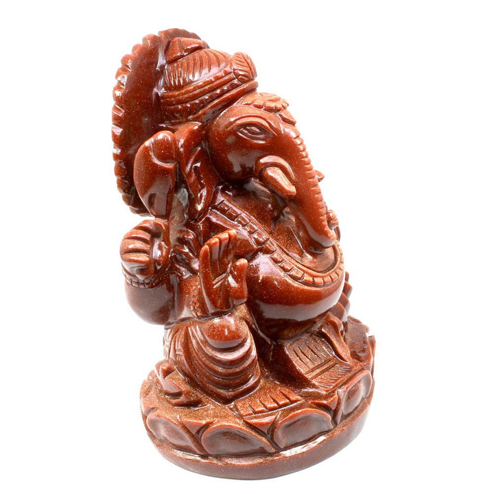 Ganesha Statue Goldstone Ganesh Carving Prosperity Wealth Luck Sculpture Art