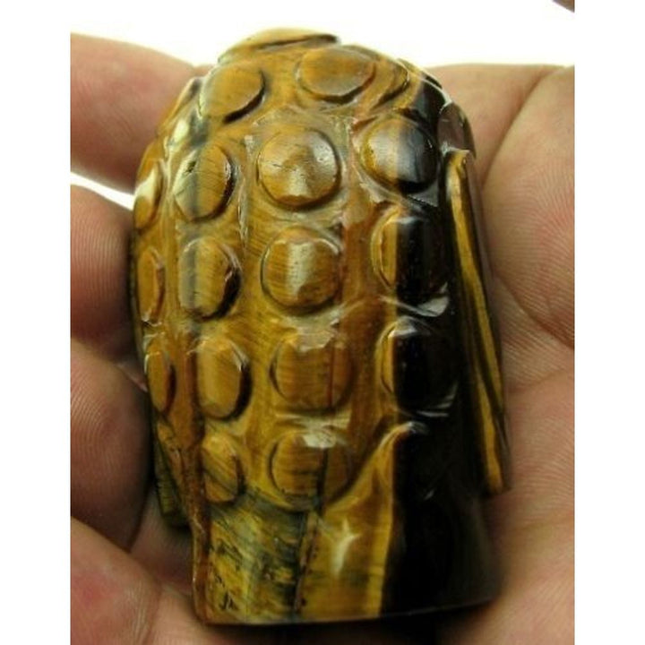 680Ct Natural Tiger Eye Carved Lord Buddha Sculpture Art Work Statue