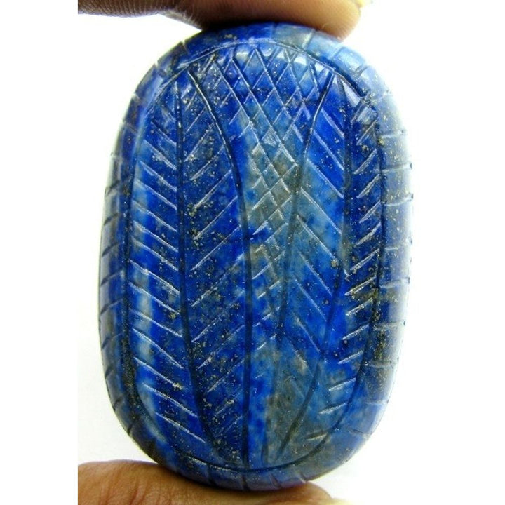 HUGE-Collectible-452Ct-Natural-Untreated-Blue-Lapis-Lazuli-Oval-Shape-Carved-Gem