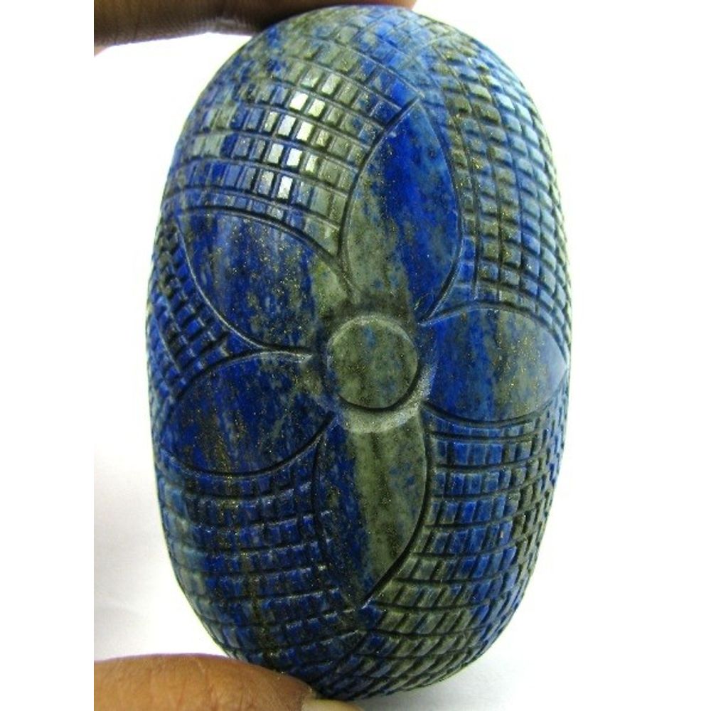 HUGE-Collectible-1227Ct-Natural-Untreated-Blue-Lapis-Lazuli-Oval-Hand-Carved-Gem