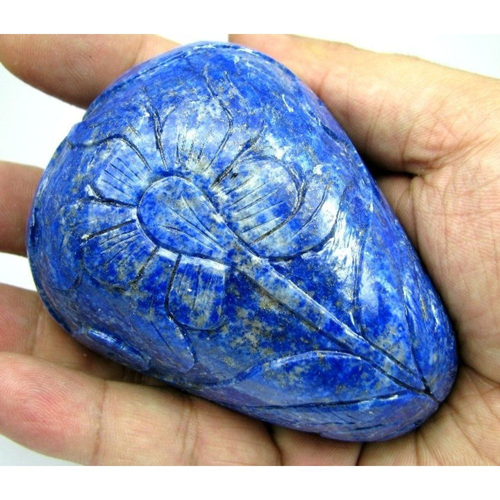 Rare-Huge-Size-1625CT-Lapis-Lazuli-Mughal-Hand-Carved-Pear-Gemstone-Art