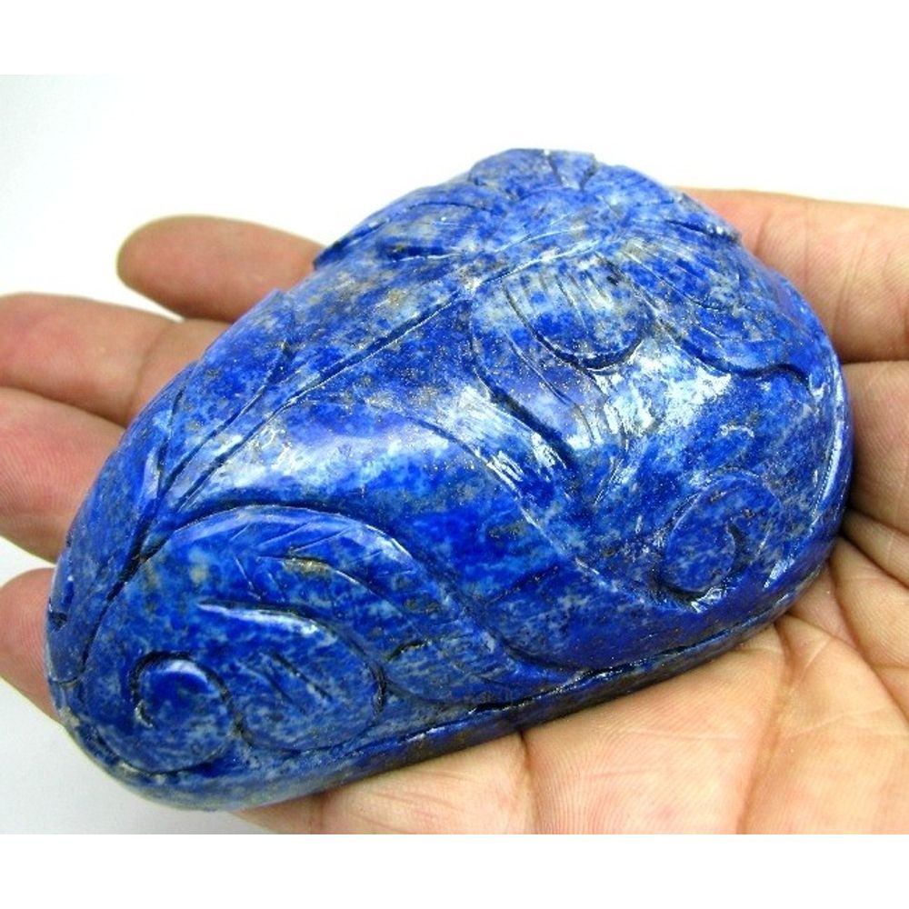Rare Huge Size 1625CT Lapis Lazuli Mughal Hand Carved Pear Gemstone Art