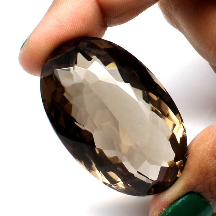 huge collectible 126.1Ct Natural Smoky Quartz Crystal Oval Gemstone