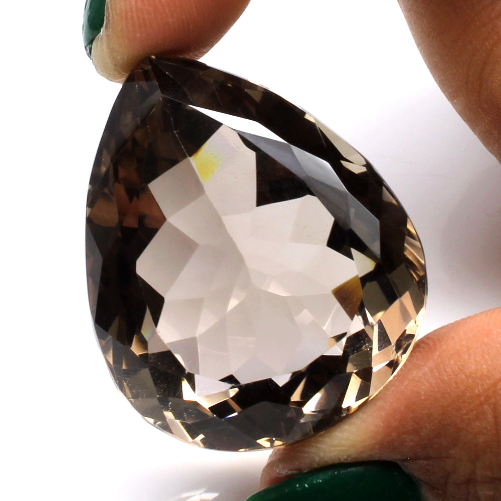 92.4Ct Natural Smoky Quartz Crystal Pear Gemstone
