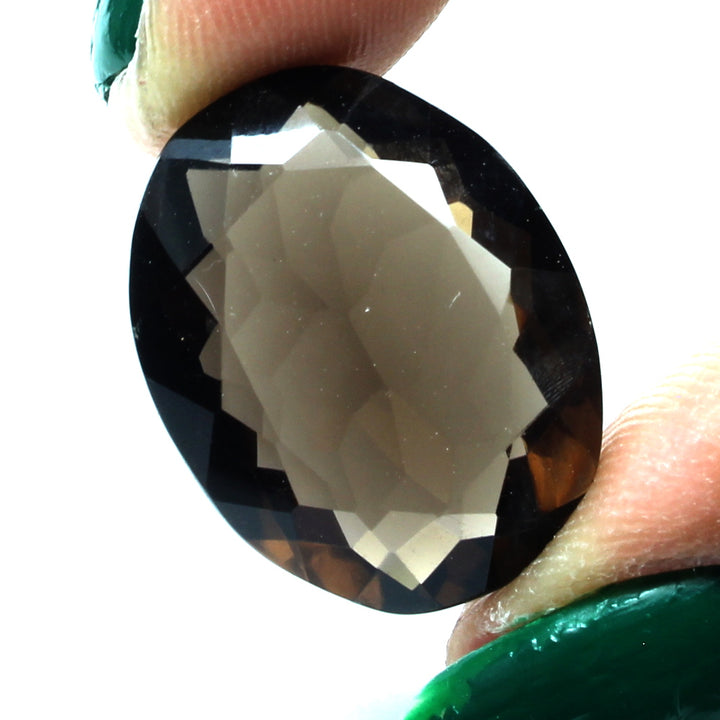 17Ct Natural Smoky Quartz Crystal Oval Gemstone