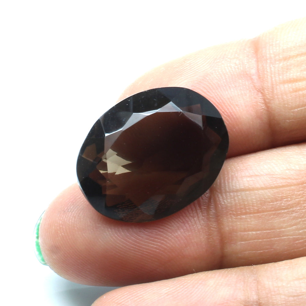 17Ct Natural Smoky Quartz Crystal Oval Gemstone