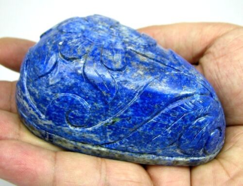 Rare Huge Size 1625CT Lapis Lazuli Mughal Hand Carved Pear Gemstone Art