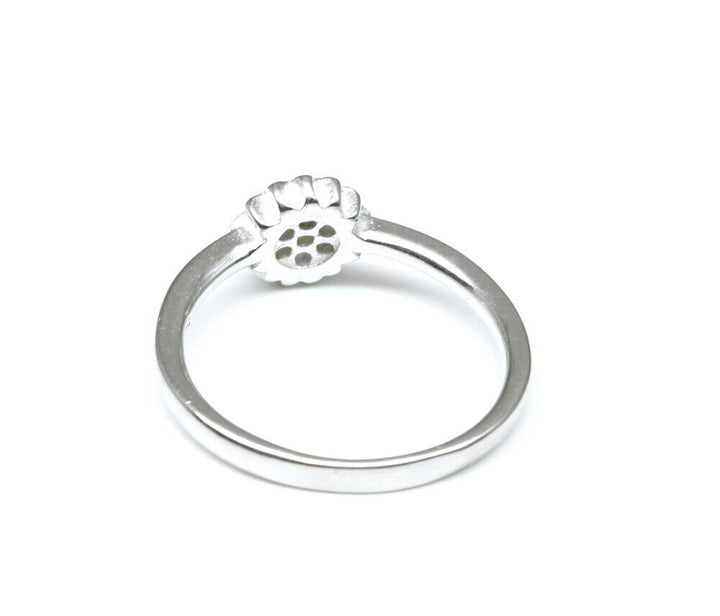 Real 925 Sterling Silver Ring White CZ Platinum Finish