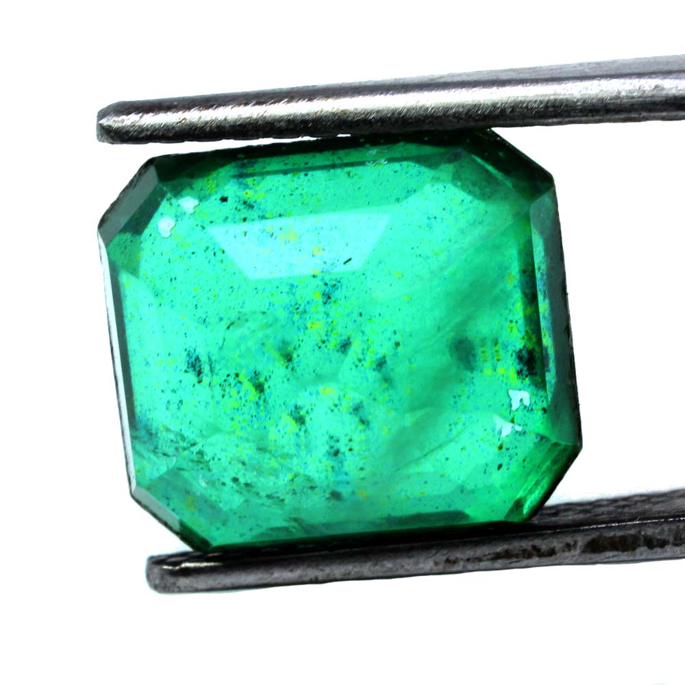 7.3Ct Green Emerald Quartz Doublet Rectangle Faceted Gemstone