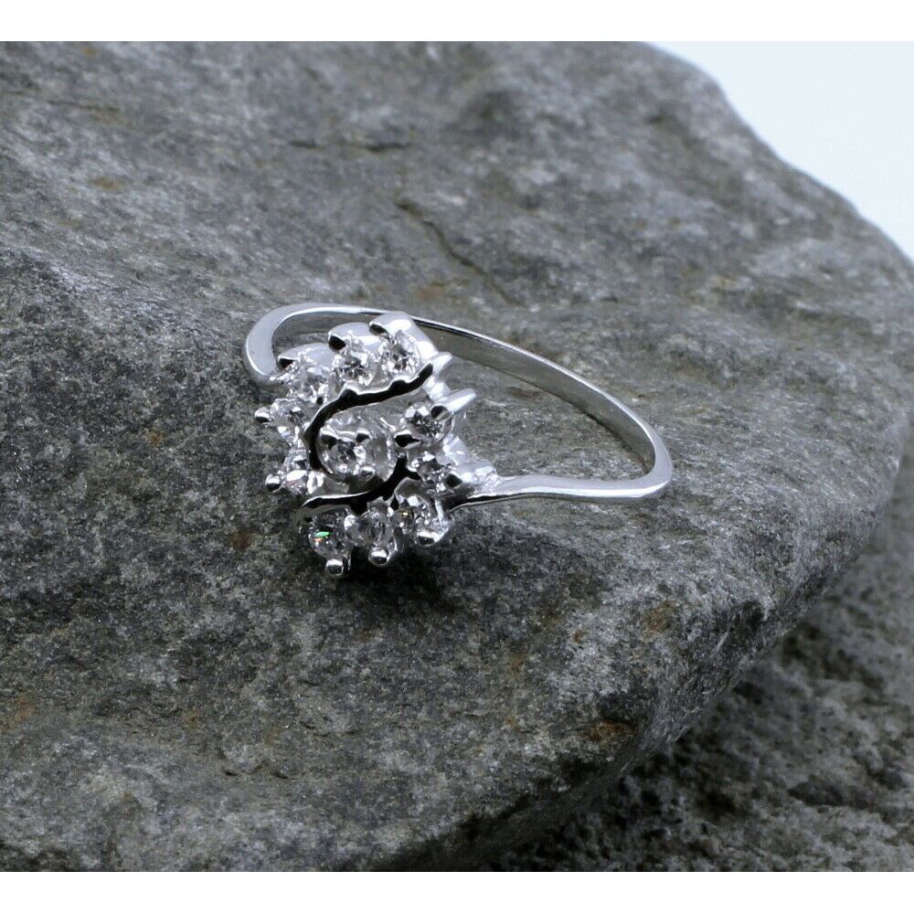 real solid 925 sterling silver ring cz studded platinum finish